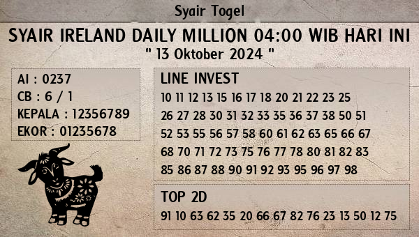 Prediksi Ireland Daily Million 04:00 WIB