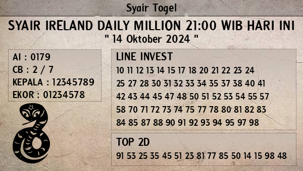 Prediksi Ireland Daily Million 21:00 WIB